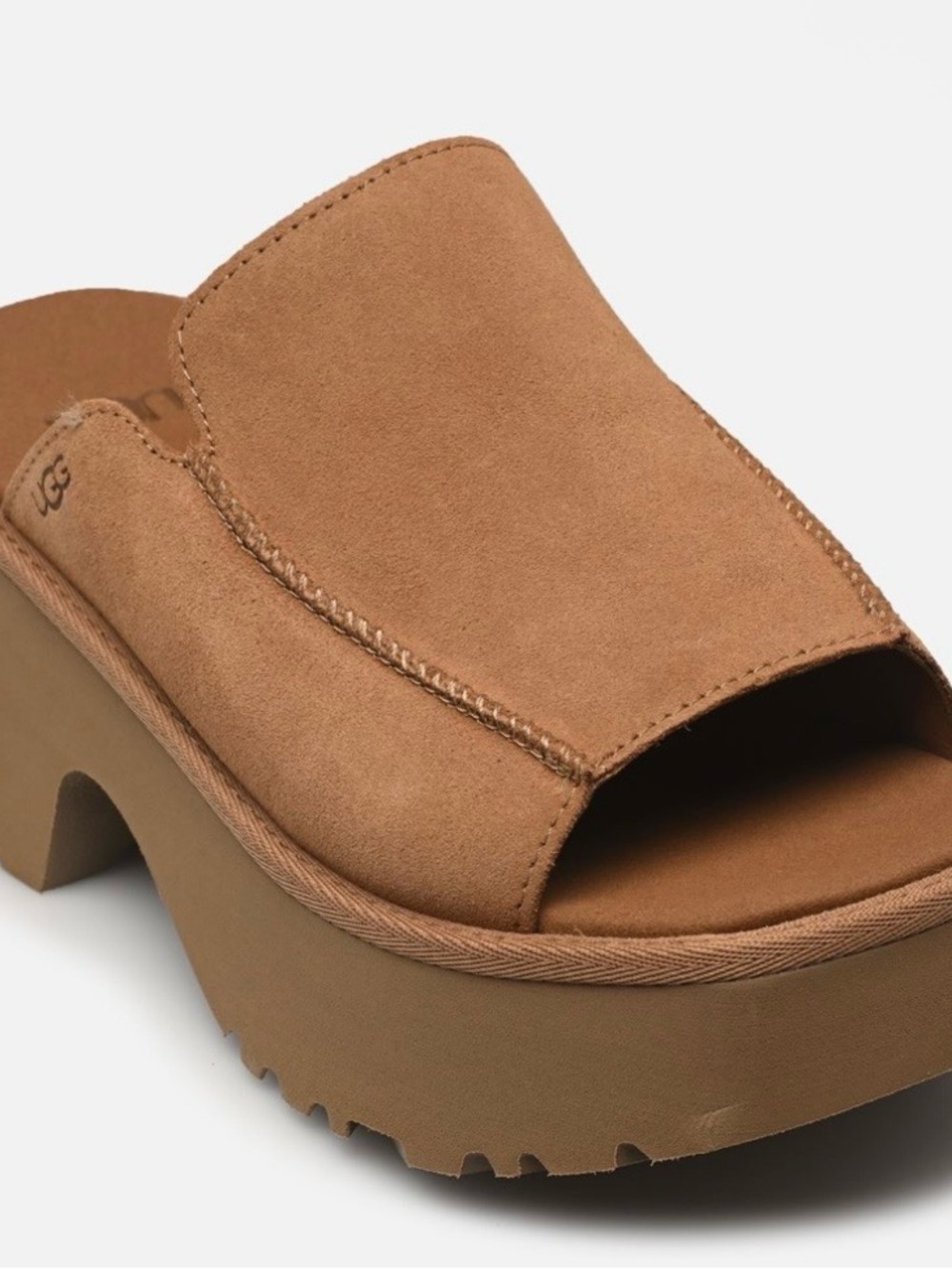 NWOT UGG Women's Chestnut Suede Platform Slide Mule
